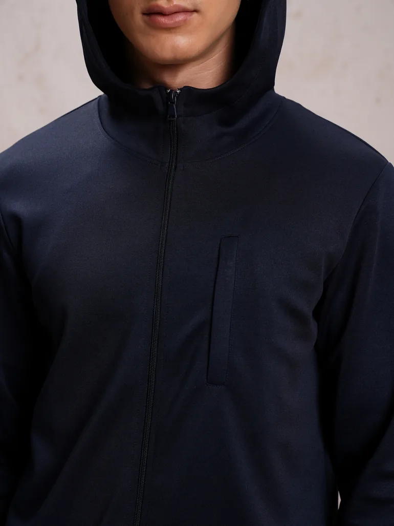 Solid Zip-Up Hooded Jacket - 1