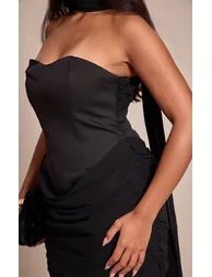 Shape Black Drape Scarf Detail Mini Dress - 3