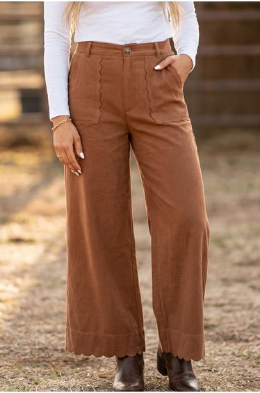 Lvness Thai Curry Scalloped Edge Pocket Full-Length Pant
