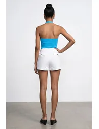 DILVIN High-Waist Tailored Cotton Shorts - 1