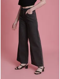 Women High Rise Cotton Wide Leg Jeans - 2