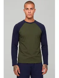 Essential Regular Fit Raglan Long Sleeve T-Shirt - khaki - 2