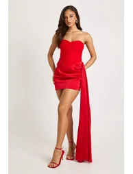 Drape Bodycon Mini Dress - red