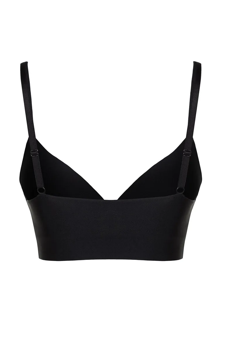Premium Black Micro Thread Strap Wire Free Padded/Push-Up Bralette Knitted Bra Thmss24Su00024 - 7