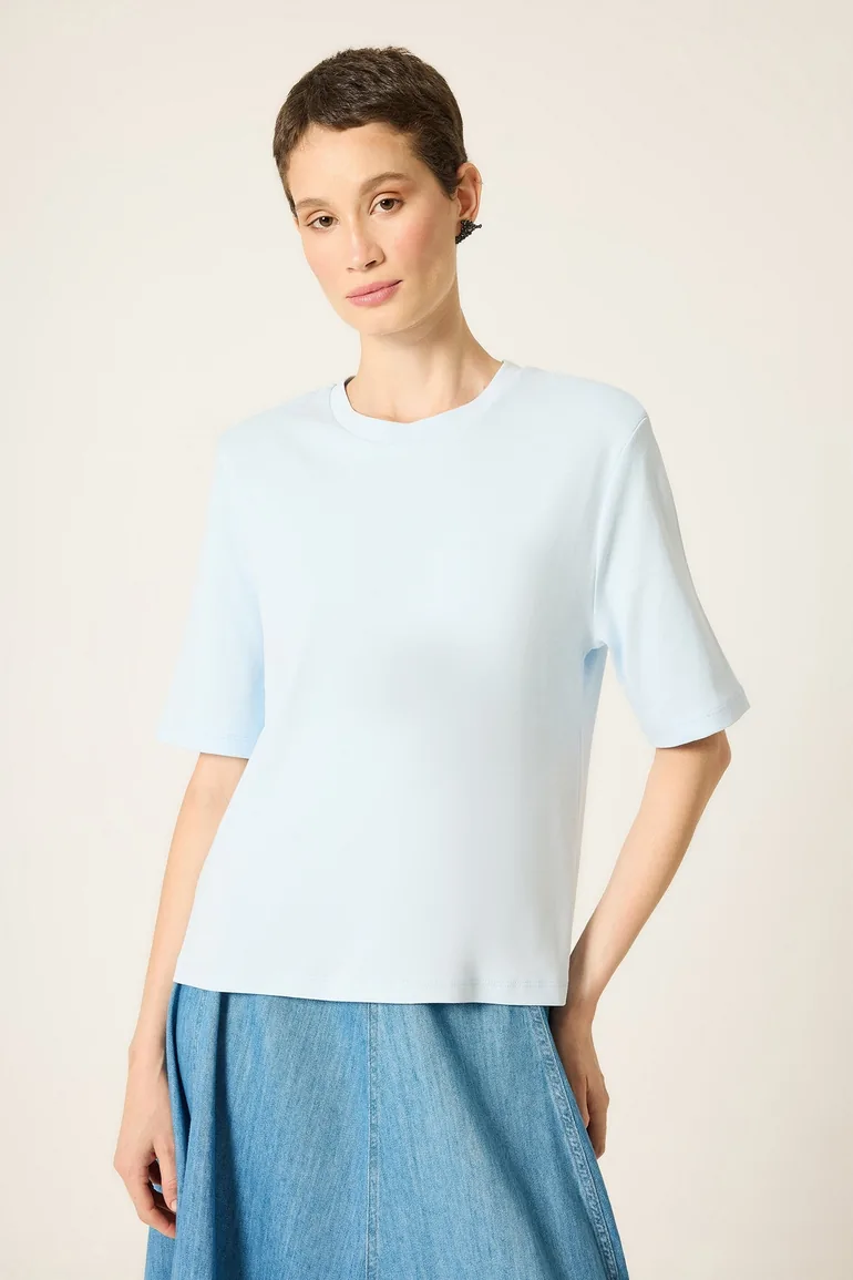 BASIC T-SHIRT WITH RIBBED HEMS - 1
