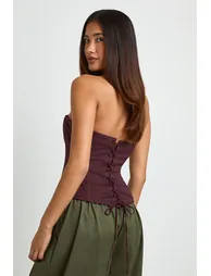 Bandeau Twill Corset Top - plum - 2