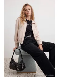 Ecru Regular Fit Stand Collar Jacket Coat - 4