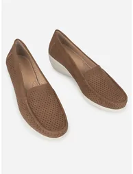 Brown Bliss Perforated Semi Casual Loafers - 3