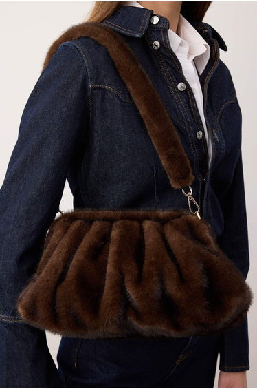Brown Faux Fur Women's Shoulder Bag product thumbnail 2
