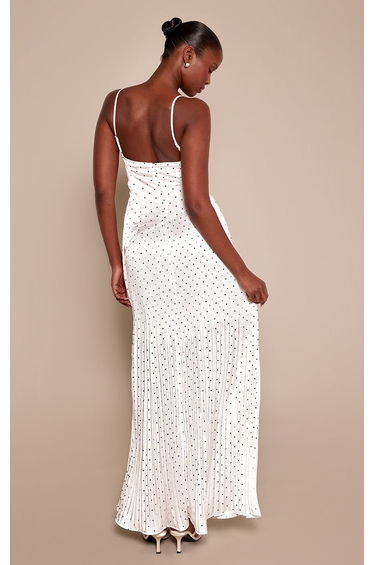 White Polka Dot V Neck Maxi Dress product thumbnail 2