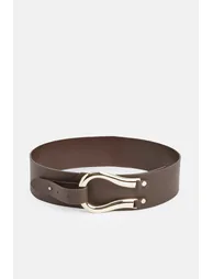 Leather Hardware Detail Waist Belt - 1
