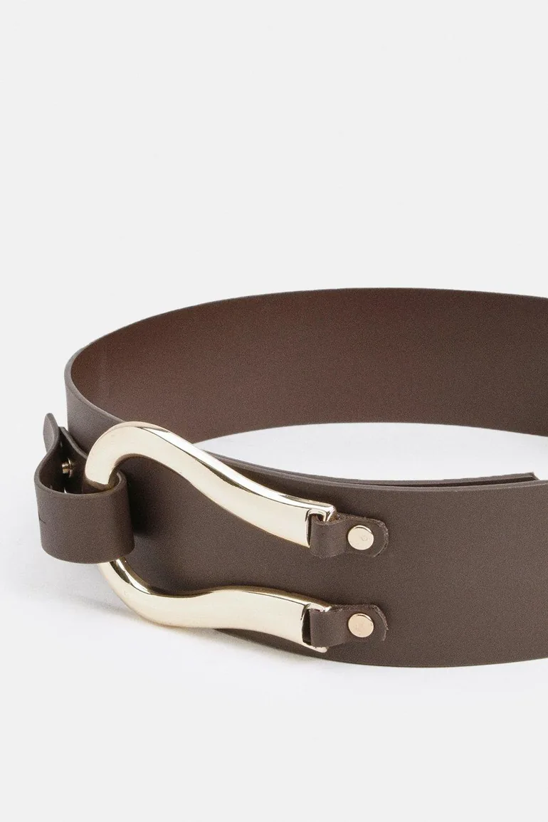 Leather Hardware Detail Waist Belt - 3