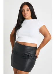 Plus Faux Leather A-Line Mini Skirt - black - 1