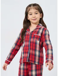 Family Pyjamas - Kids Check Pocket Piped Shirt and Pyjama Set - 2