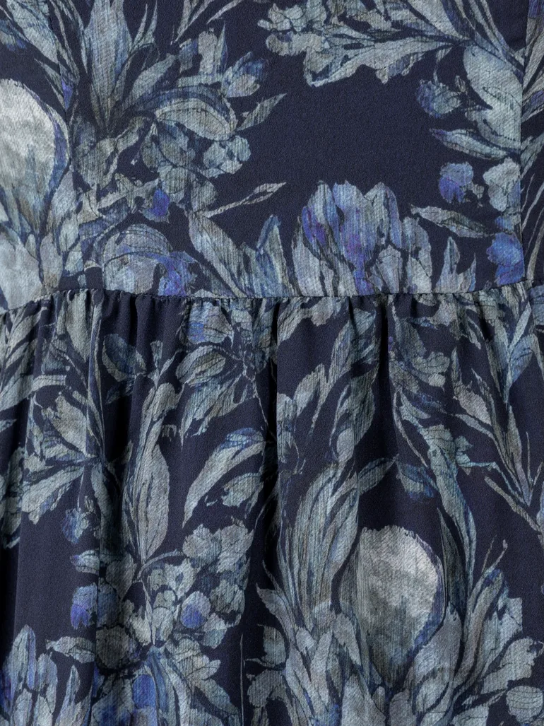 Lovedrobe Blue Floral Print Puff Sleeve Square Neck Midaxi Dress - 4