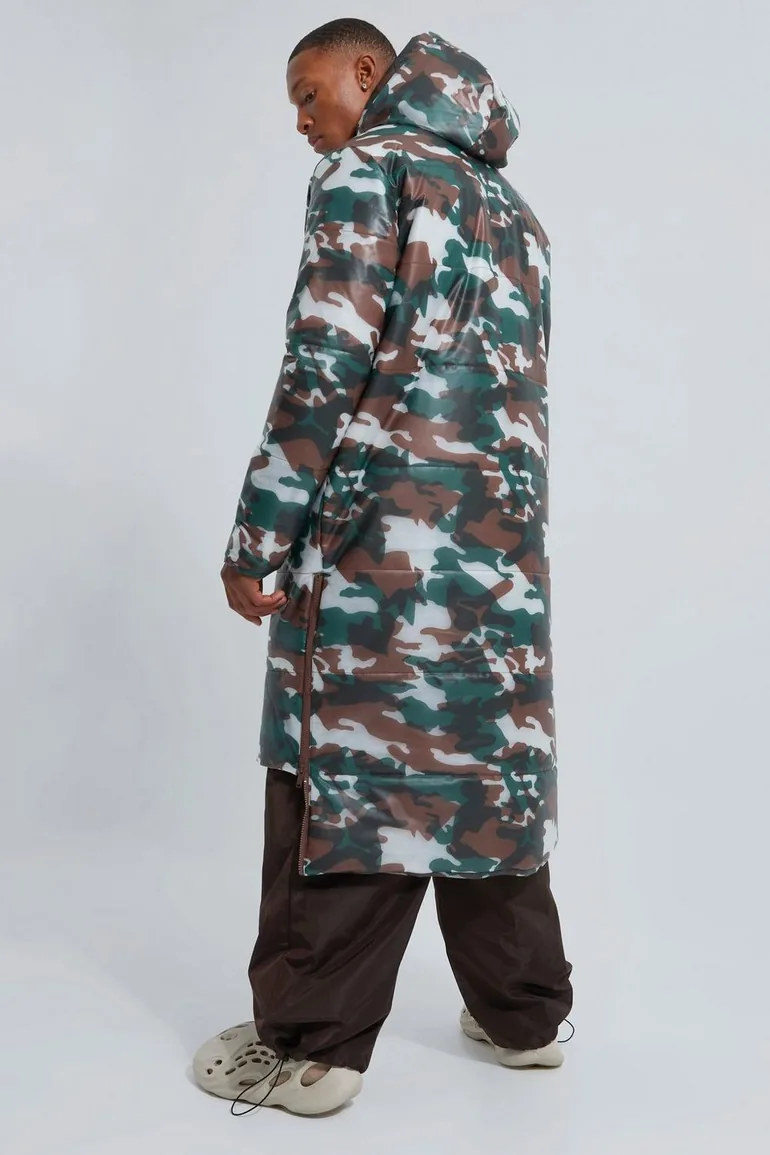 Camo Transparent Longline Puffer - multi - 1