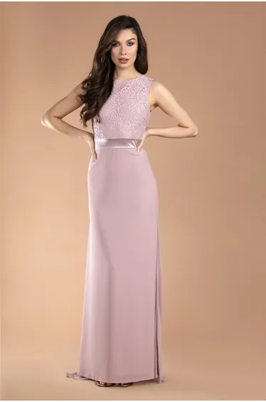 TFNC Halannah Lace Sleeveless Pale Mauve Maxi Dress