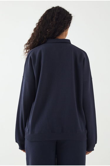 DSGN Studio Embroidered Collared Sweatshirt - navy product thumbnail 2