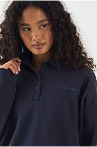 DSGN Studio Embroidered Collared Sweatshirt - navy product thumbnail 4
