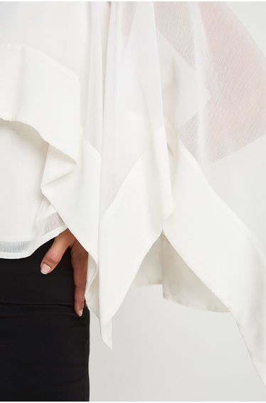 Chiffon Scarf Cape Blouse - white product thumbnail 4