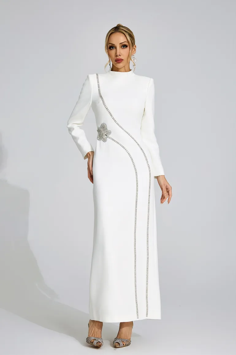 Eluned White Diamond Maxi Dress - 1