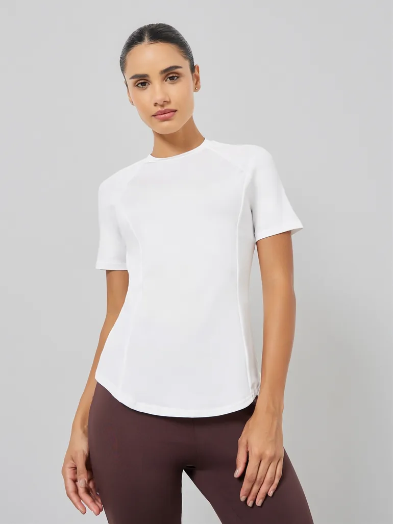 Racerback Mesh Insert Short Sleeve Top - 1