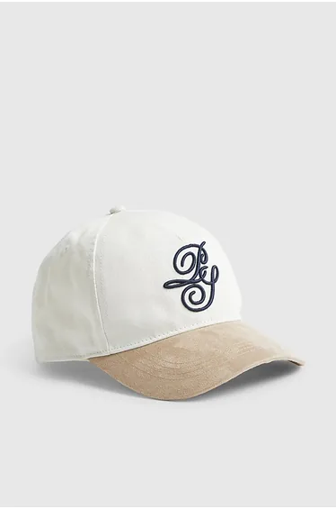 Beige Script Embroidery Cap