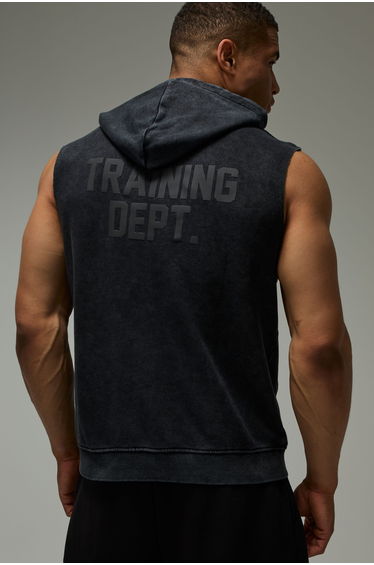 Training Dept Washed Loopback Sleeveless Hoodie - black product thumbnail 3