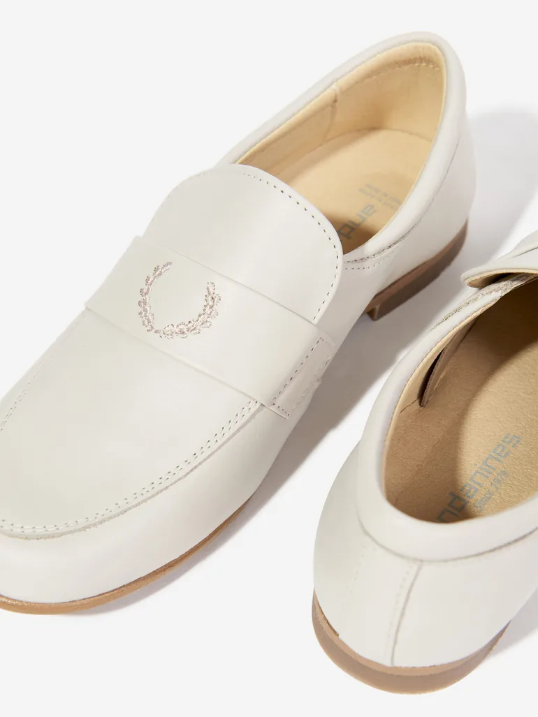 Andanines Boys Leather Loafers in Beige - 1