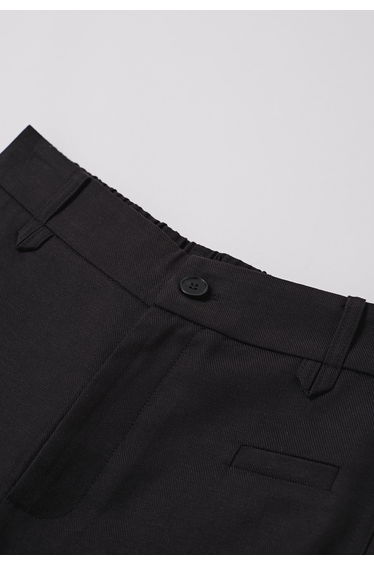 Half-Elasticated Waistband Linen-Blend Pants in Black product thumbnail 2