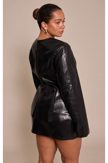Shape Black Faux Leather Button Front Blazer product thumbnail 3