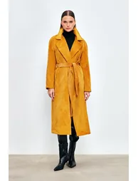 Long Velvet Trench Coat - 6