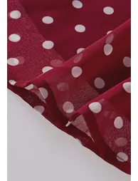 Polka Dot Tie-Sash High Neck Top in Red for Weekend Picnics & Workdays - 4
