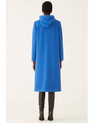 Wender Regular Fit Hooded Midi Oversized Women's Sax Color Coat - 3