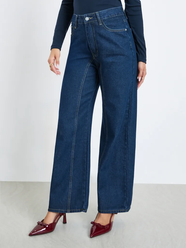 Women High Rise Wide Leg Jeans - 1