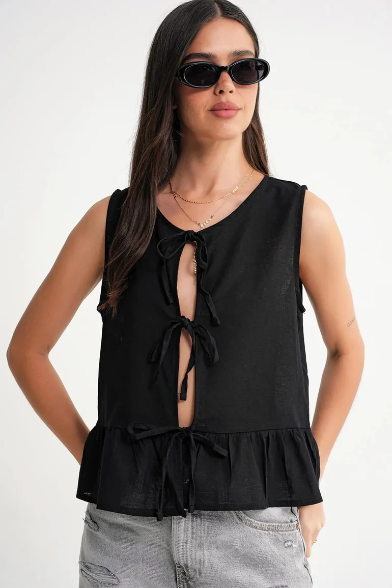 Mixray Frilly Tie Front top - 2