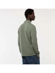 Plain long-sleeved piqué knit polo shirt GREEN - 3