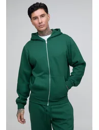 Tall Essential Regular Fit Zip Through Hoodie - forest