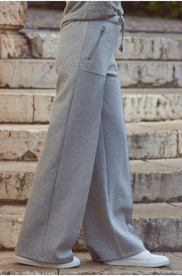 Grey Super Soft Wide Leg Trousers With Zip Pockets product thumbnail 2