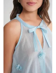 Mixray V-Neck Tie Closure Ruffle top - 5