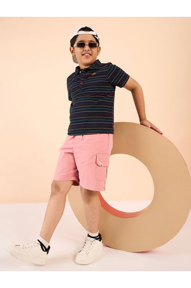 Boys Cotton Striped Polo T-Shirt