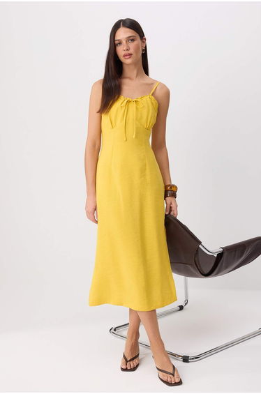 More Sustainable Mustard Modal Midi Woven Dress