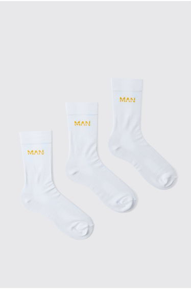 3 Pack Man Dash Socks - white