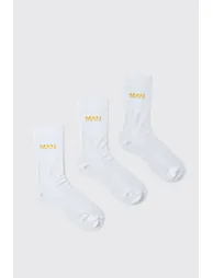 3 Pack Man Dash Socks - white