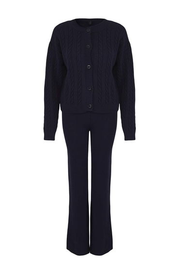 Navy Blue Soft Texture Knitwear Bottom - Top Set