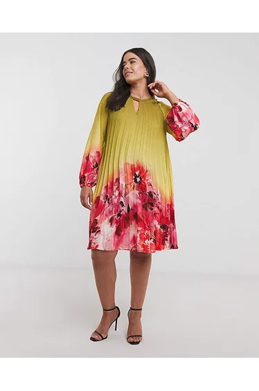 Joanna Hope Ombre Pleated Shift Dress