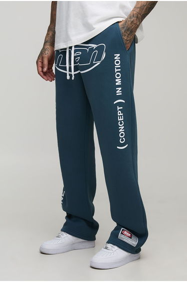 Tall Baggy Fit Extended Drawcord Man Print Joggers - navy