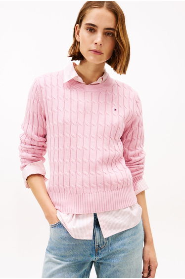 Cable Knit Crew Pink