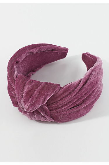 Sleeky Knotted Velvet Headband in Berry