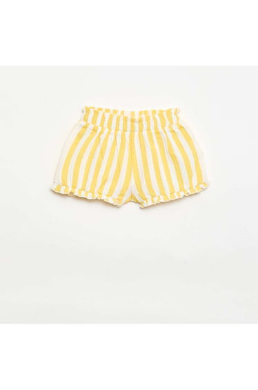 Patterned shorts with ruffled hem YELLOW